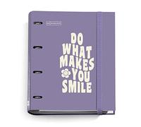 Miquelrius - Carpebloc Messages, Classeur 4 Anneaux + Recharge 100 Feuilles de 90 g/m², A4 avec Grille 5 mm, Intercalaires et Enveloppe, Fermeture Caoutchouc, Couleur Violet