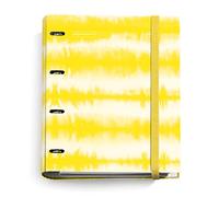 Miquelrius - Carpebloc Tie Dye, Classeur 4 Anneaux + Recharge 100 Feuilles A4 Quadrillage 5 mm, Papier 90 g/m², Fermeture Caoutchouc, Jaune Fluo