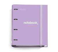 Miquelrius - Classeur A4 à 4 Anneaux + Recharge 100 Feuilles A4, Petits carreaux 5 mm, Papier 90 g/m², Fermeture Caoutchouc, Fournitures Scolaires et Bureau, Organiseurs, Emotions Lavande
