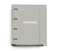Miquelrius - Classeur A4 à 4 Anneaux + Recharge 100 Feuilles A4, Petits carreaux 5 mm, Papier 90 g/m², Fermeture Caoutchouc, Fournitures Scolaires et Bureau, Organiseurs, Emotions Gris