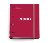 Miquelrius - Classeur A4 à 4 Anneaux + Recharge 100 Feuilles A4, Petits carreaux 5 mm, Papier 90 g/m², Fermeture Caoutchouc, Fournitures Scolaires et Bureau, Organiseurs, Emotions Rouge