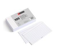 Miquelrius - Fiches Bristol Blanches Lignées 100 Pièces, 125 x 75 mm | Cartes Mémo en Papier Offset 180 g/m² pour Notes, Étude, Révisions et Préparation aux Examens ou Concours