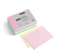 Miquelrius - Fiches Bristol Lignées Pastel 200 Pièces, A6, 148 x 105 mm | Cartes de Révision en Papier Offset 180 g/m² pour Mémoriser, Réviser et Préparer les Examens, Rentrée Scolaire