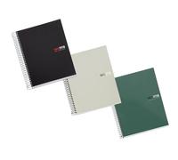 Miquelrius - Lot 3 cahiers A5 quadrillés, Notebook The Original, 8 bandes de couleur, Couverture en polypropylène, 2 perforations pour le classement, 200 Pages de 70 g/m², Petits carreaux