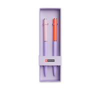 Miquelrius - Lot de 2 stylos bleus, optimaux pour fournitures scolaires, stylos à pointe 0,7 mm, fournitures de bureau, papeterie belle, stylo rotatif, rose/rouge