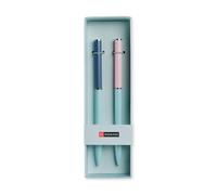 Miquelrius - Lot de 2 stylos bleus, optimaux pour fournitures scolaires, stylos à pointe 0,7 mm, fournitures de bureau, papeterie belle, stylo rotatif, rose/bleu