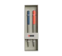Miquelrius - Lot de 2 stylos bleus, optimaux pour fournitures scolaires, stylos pointe 0,7 mm, fournitures de bureau, papeterie jolie, stylo rotatif, bleu/rouge