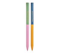 Miquelrius - Lot de 2 stylos mignons métalliques mini à encre bleue, stylo compact avec pointe de 0,9 mm, rechargeables, compatibles avec recharge Metal Cross Broad 8100-2, Golden Jasmine