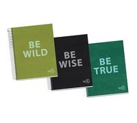 Miquelrius - Lot de 3 cahiers A5, carnet pointillé, 80 feuilles 90 g/m², cahiers reliés recyclés et spirale, 2 trous pour le classement, idéal pour le lettrage, le bullet journal et la rentrée