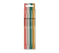 Miquelrius - Lot de 4 stylos à clic, encre semi-gel, couleurs corail, gris, vert, moutarde