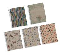 Miquelrius - Lot de 5 cahiers A5, carnet recy e 80 feuilles, papier 100% recyclé 80 g/m², carnet Grille, couverture rigide et spirale, 2 trous, idéal pour la rentrée ou le bureau