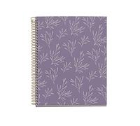 Miquelrius MR46595 - Cahier A5 recyclé - Quadrillage 5 mm - 120 feuilles - 4 bandes de couleur - Spirale - Collection Garden Memories - Fleurs Lilas