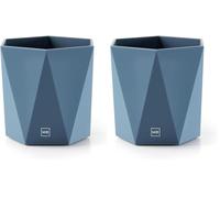 Miquelrius - Pot à crayons de bureau, Organisateur avec finition douce au toucher, Structure solide, Parfait pour le bureau, la maison ou l'école, Rangement pour fournitures, Couleur Bleu (Lot de 2)