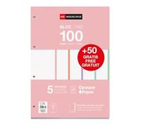 Miquelrius - Recharge de feuilles A4 quadrillées 5x5 mm, 150 feuilles 90 g/m² en 5 couleurs pastel, Perforation standard pour classeur à anneaux, Fournitures scolaires, Couleurs pastel