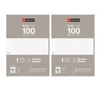 Miquelrius - Recharges de feuilles quadrillées A4, feuilles perforées pour classeur à 4 anneaux, 200 feuilles A4 quadrillage 5 mm, papier qui empêche l’encre de traverser, gris