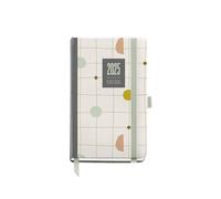 Miquelrius Silvia Agenda annuel 2025 90 x 140 mm, 1 jour par page, couverture en carton doublé plastifié, spirale, fermeture élastique, papier 80 g/m², catalan, anglais et portugais, Silvia