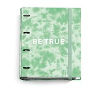 Miquelrius Tie Dye, Classeur à 4 anneaux + recharge de 100 feuilles A4 avec quadrillage 5 mm, papier 90 g/m², fermeture avec élastique, couleur menthe