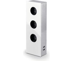 MIRA élément de prise USB en verre BLANC - Schuko 3x et 2x USB Charger / Prises de courant / Port USB
