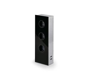 MIRA élément de prise USB en verre NOIR - Schuko 3x et 2x USB Charger / Prises de courant / Port USB