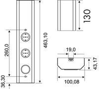 MIRA MUR 2 Élément de prise double en acier inoxydable avec interrupteur pour éclairage / prises de courant / multiprises