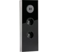 MIRA Prise d'angle en verre USB A NOIR - 2x Schuko et 2x USB Charger / Prises de courant