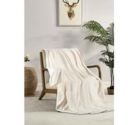 Miracle Home. Couverture Polaire réversible en Microfibre de Verre Flanelle veloutée 260 g/m², Douce, Chaude et légère, Lavable en Machine, 160 x 220 cm, écru