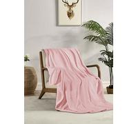 Miracle Home. Couverture Polaire réversible en Microfibre de Verre Flanelle veloutée 260 g/m², Douce, Chaude et légère, Lavable en Machine, 130 x 160 cm, Rose
