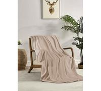 Miracle Home. Couverture Polaire réversible en Microfibre de Verre Flanelle veloutée 260 g/m², Douce, Chaude et légère, Lavable en Machine, 220 x 240 cm, Beige