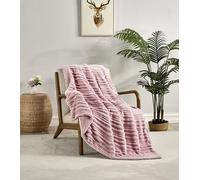 Miracle Home. Couverture Polaire réversible en Microfibre et Zircon Flanelle veloutée et Sherpa 280 g/m² - Douce, Chaude et légère, Lavable en Machine, 130 x 160 cm, Rose