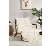 Miracle Home. Couverture Polaire réversible en Microfibre Pyrite Flanelle veloutée et Sherpa 260 g/m² - 180 g/m², Douce, Chaude et légère, Lavable en Machine, 160 x 220 cm, écru