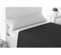Miracle Home. Drap Plat Doux et Confortable, 100% Microfibre brossée, sans Plis et Anti-Peeling. 210 x 270 cm. Lit de 135 cm. Noir