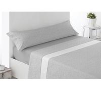 Miracle Home. Floreta Parure de lit 3 pièces avec Drap-Housse Ajustable, Drap Plat et taie d'oreiller, 50% Coton, 50% Microfibre brossée, Gris, 135 x 200 cm, lit de 135 cm