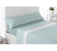 Miracle Home. Mantinos Parure de lit 3 pièces avec Drap-Housse Ajustable, Drap Plat et taie d'oreiller, 50% Coton, 50% Microfibre brossée, Bleu, 135 x 200 cm, lit de 135 cm