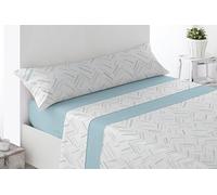 Miracle Home. Olite Parure de lit 3 pièces avec Drap-Housse Ajustable, Drap Plat et taie d'oreiller, 50% Coton, 50% Microfibre brossée, Bleu, 135 x 200 cm, lit de 135 cm