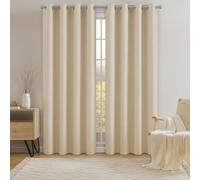 Miracle Home. Rideau Moderne et Élégant de 1 Pièce avec Œillets pour Salon et Chambre à Coucher, Gingko Naturel. 200 (Largeur) X 260 (Hauteur) centimètres