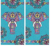 Miracle Home. Serviette de Plage en Microfibre Éléphant, 100% Poliéster, 95 X 175 Cm. 11828 (Lot de 2)