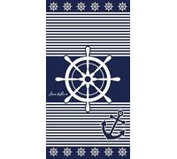 Miracle Home. Serviette de Plage en Microfibre Gouvernail, 100% Poliéster, 75 X 145 cm. 15555