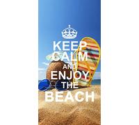 Miracle Home Serviette de Plage en Microfibre, Keep Calm, Multicolor, 95 x 175 cm. 11754