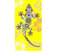 Miracle Home. Serviette de Plage en Microfibre Lézard, 100% Poliester, Jaune, 75 X 145 Cm. 15090