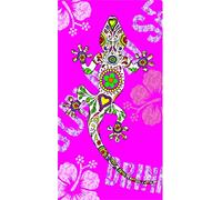 Miracle Home. Serviette de Plage en Microfibre Lézard, 100% Poliester, Rose, 95 X 175 Cm. 15090