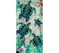 Miracle Home. Serviette de Plage en Microfibre Tortues Marines, 100% Poliéster, 95 X 175 cm. 11850