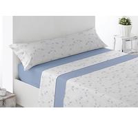 Miracle Home. Valverde Parure de lit 3 pièces avec Drap-Housse Ajustable, Drap Plat et taie d'oreiller, 50% Coton, 50% Microfibre brossée, Bleu, 135 x 200 cm, lit de 135 cm