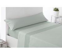 Miracle Home. Vichy Parure de lit 3 pièces avec Drap-Housse Ajustable, Drap Plat et taie d'oreiller, 50% Coton, 50% Microfibre brossée, Vert, 135 x 200 cm, lit de 135 cm