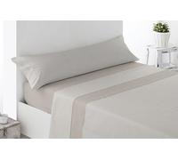 Miracle Home. Vichy Parure de lit 3 pièces avec Drap-Housse Ajustable, Drap Plat et taie d'oreiller, 50% Coton, 50% Microfibre brossée, Beige, 135 x 200 cm, lit de 135 cm