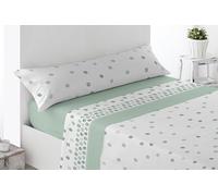 Miracle Home. Villar Parure de lit 3 pièces avec Drap-Housse Ajustable, Drap Plat et taie d'oreiller, 50% Coton, 50% Microfibre brossée, Vert, 135 x 200 cm, lit de 135 cm