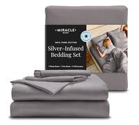 Miracle Made Parure de lit 4 pièces en Coton - Gris Pierre, infusé d'argent, 300 Fils au Pouce carré, Miracle Propre et Frais