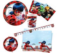 Miraculous Ladybug, 39 pièces de vaisselle jetable pour anniversaire d'enfant et fête à thème, décoration de table