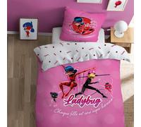 Miraculous Ladybug Supergirl Parure de lit Enfant | 100% Coton | Oeko-TEX | Housse de Couette 140x200 cm + Taie d'oreiller 63x63 cm | Imprimé Fille | Rose