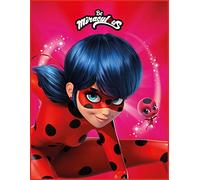 Miraculous Ladybug Tapis de jeu pour enfant Motif étoiles Rouge/rose 100 x 130 cm Tapis de jeu antidérapant pour fille