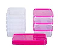 MiraHome Boîtes de congélation 8x1L rectangulaires rose - Boîtes de conservation avec couvercle hermétique - Boîtes de conservation transparentes - Boîte de rangement cuisine pour la préparation des